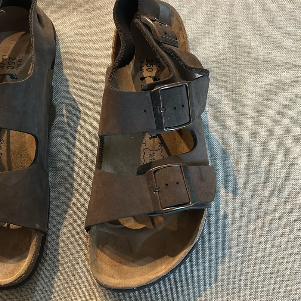 Birkenstock Brown Brush Leather 39 Arizona Sandals. - Picture 3 of 10